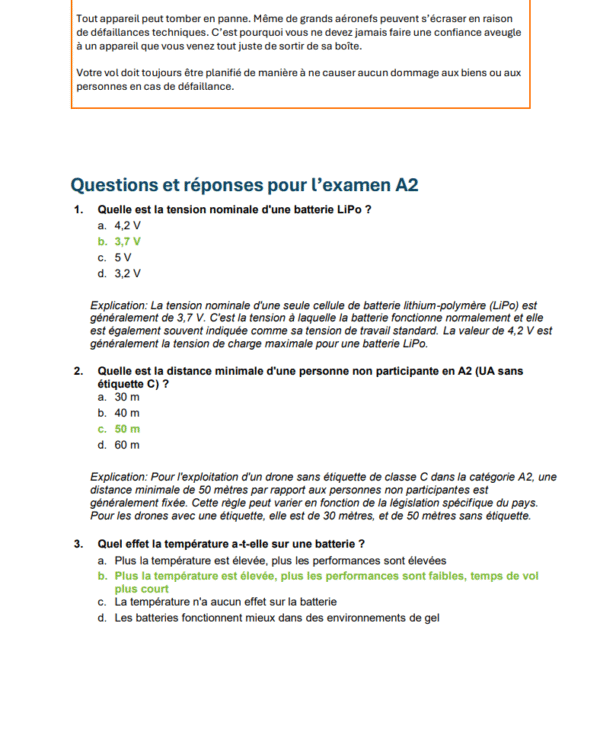 Examen Permis Drone A2 Suisse – Préparation complète avec questions officielles, réponses détaillées et support d’apprentissage (OFAC) - Image 4